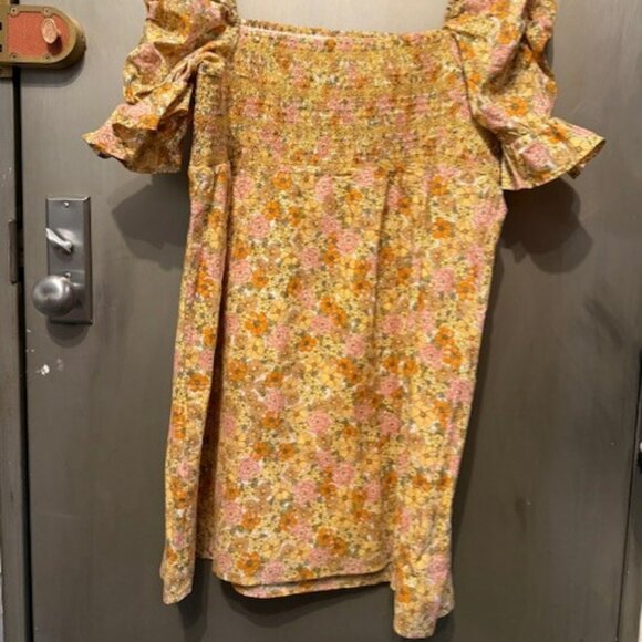 Retro & Other Stories cotton floral printed smock mini dress in multi - Picture 14 of 16